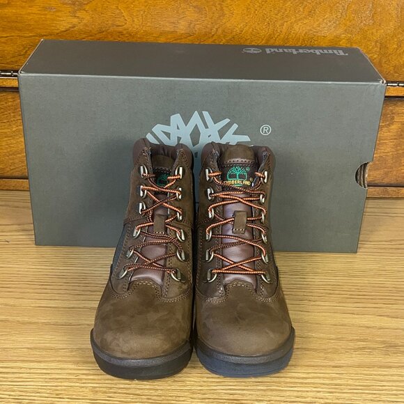 TIMBERLAND Medium Brown 6in Nubuck Tan Field Boots Size 3 Youth New In Box - Picture 2 of 8
